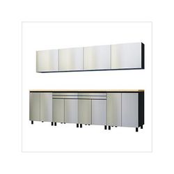 Contur Cabinet 10' Premium Stainless Steel Garage Cabinet System with Butcher Block Tops