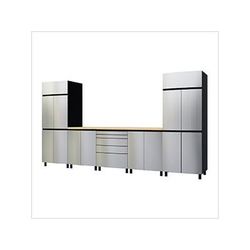 Contur Cabinet 12.5' Premium Stainless Steel Garage Cabinet System with Butcher Block Tops