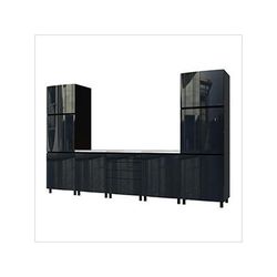 Contur Cabinet 12.5' Premium Karbon Black Garage Cabinet System with Stainless Steel Tops