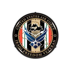 Collectable Sign & Clock Air Force Veteran Operation Iraqi Freedom Backlit Wall Clock