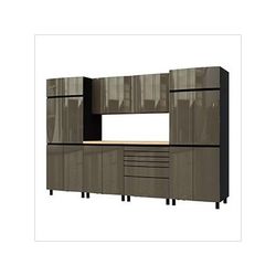Contur Cabinet 10' Premium Terra Grey Garage Cabinet System with Butcher Block Tops