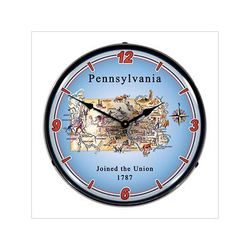 Collectable Sign and Clock State of Pennsylvania Backlit Wall Clock