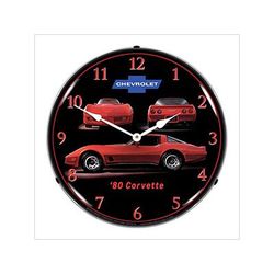 Collectable Sign and Clock 1980 Corvette Backlit Wall Clock