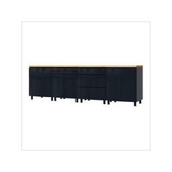 Contur Cabinet 10' Premium Karbon Black Garage Cabinet System with Butcher Block Tops