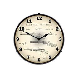 Collectable Sign & Clock 1866 Winchester Lever Action Rifle Patent Blueprint Backlit Wall Clock