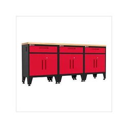 Armadillo Tough Red 4-Piece Garage Cabinet Set with Levelers