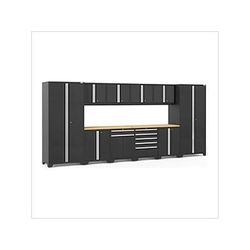 NewAge Garage Cabinets PRO Series Black 12-Piece Set with Bamboo Top