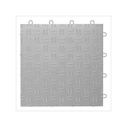 GearTile Diamond Pattern 12 x 12-Inch Silver Garage Floor Tile (48 Pack)
