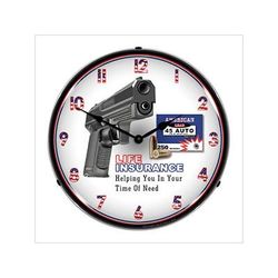 Collectable Sign and Clock Gun Insurance Backlit Wall Clock