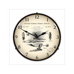Collectable Sign and Clock 1937 Packard Radiator Cap Hood Ornament Patent Blueprint Backlit Wall Clock