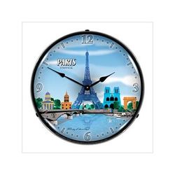 Collectable Sign & Clock Paris Skyline Backlit Wall Clock