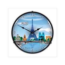 Collectable Sign and Clock Paris Skyline Backlit Wall Clock