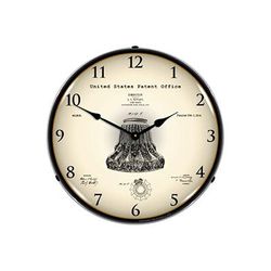 Collectable Sign & Clock 1914 Louis Comfort Tiffany Lamp Shade Patent Blueprint Backlit Wall Clock