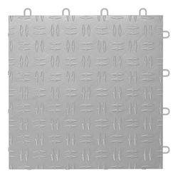 GearTile Diamond Pattern 12 x 12-Inch Silver Garage Floor Tile (12 Pack)