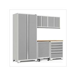 NewAge Garage Cabinets PRO Series Platinum 6-Piece Set with Bamboo Top