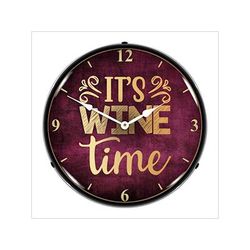 Collectable Sign and Clock It's Wine Time Backlit Wall Clock