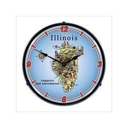 Collectable Sign and Clock Illinois Supports the 2nd Amendment Backlit Wall Clock