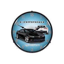 Collectable Sign & Clock 2014 SS Black Camaro Backlit Wall Clock