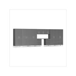 Ulti-MATE Garage Cabinets 11-Piece Garage Cabinet Kit with Channeled Worktop in Graphite Grey Metallic