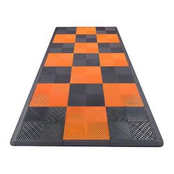 Swisstrax Ribtrax Pro Motorcycle Garage Floor Tile Mat (Jet Black / Tropical Orange)