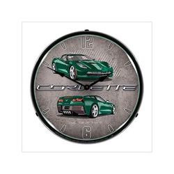Collectable Sign and Clock C7 Corvette Lime Rock Green Backlit Wall Clock
