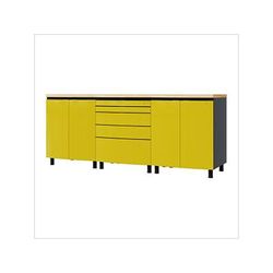 Contur Cabinet 7.5' Premium Vespa Yellow Garage Cabinet System with Butcher Block Tops