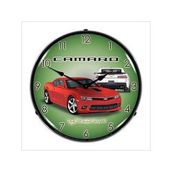 Collectable Sign and Clock 2014 SS Rock Red Camaro Backlit Wall Clock