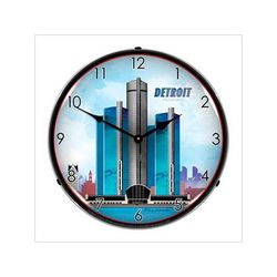 Collectable Sign and Clock Detroit Skyline Backlit Wall Clock