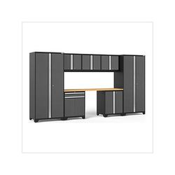 NewAge Garage Cabinets PRO Series Grey 8-Piece Set with Bamboo Top