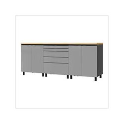 Contur Cabinet 7.5' Premium Lithium Grey Garage Cabinet System with Butcher Block Tops