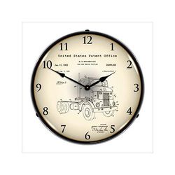 Collectable Sign and Clock 1950 Peterbuilt Cab Over Semi Truck Patent Blueprint Backlit Wall Clock