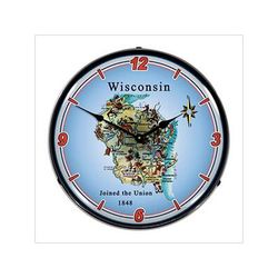Collectable Sign and Clock State of Wisconsin Backlit Wall Clock