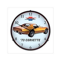 Collectable Sign and Clock 1973 Corvette Backlit Wall Clock
