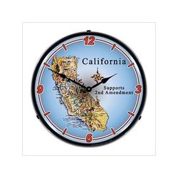 Collectable Sign and Clock California Supports the 2nd Amendment Backlit Wall Clock