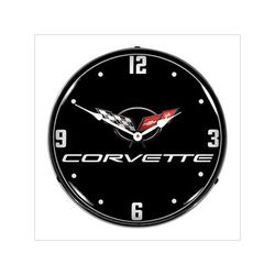 Collectable Sign and Clock C5 Corvette Black Tie Backlit Wall Clock