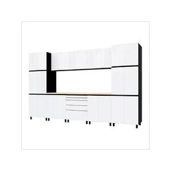 Contur Cabinet 12.5' Premium Alpine White Garage Cabinet System with Butcher Block Tops