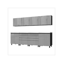 Contur Cabinet 10' Premium Lithium Grey Garage Cabinet System with Stainless Steel Tops