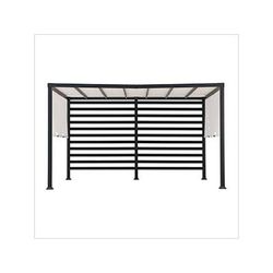 Sunjoy Group Modern 10 x 12 Metal Pergola with Privacy Screen and White Adjustable Canopy