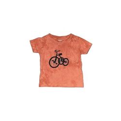 Rabbit Skins Short Sleeve T-Shirt: Orange Acid Wash Print Tops - Size 6 Month