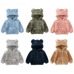 Toddler Baby Girl Boy Fleece Hoody Jacket Little Kids Zip Up Teddy Coat felpa bambini Warm Winter