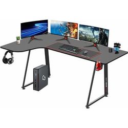 Bureau Gaming Ergonomique,Table d'ordinateur en Forme de l Gauche,Grand Bureau de jeu avec Panier à