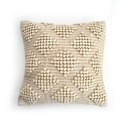 Bit of Meraki Kunbi Throw Pillow Cover - White