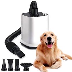 Aiiyme 4.7HP Dog Grooming Fur Blow Dryer With 4 Attachment Nozzles, 3 Heat Levels And Adjustable Airflow For Dogs - White