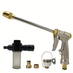 1pc High Pressure Car Washing Water Gun, Garden Hose Nozzle, Garden Water Gun, Metal Extension Rod Spray Gun Nozzle Household Car Washing Tools