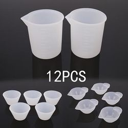 12pcs, Silicone Mixing Measuring Cups Uv Resin Mold, Diy Casting Jewelry Tool Kit, Glue Distribution Cup, Crystal Scale Resin Molds, Kitchen Accessaries, Kitchen Tools