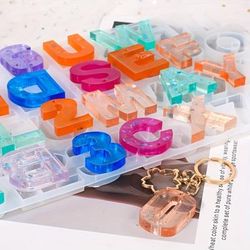The New Diy Drop Glue Mold 26 With Hole Digital Letter Silicone Mold Pendant Key Chain