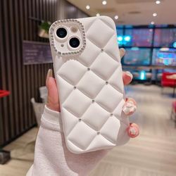 Anti-fall Rhinestone White Phone Case Phone Case For 14 13 12 11 Pro Max Mini Xr Xs Max X 8 7 Plus