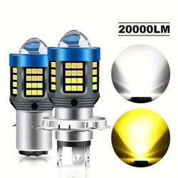 1pc 20000lm Led Headlight Bulb, H4/h6/ba20d/p15d Led Motorcycle Headlight Bulbs Lens White Yellow Hi Lo Lamp Scooter Accessories 12v