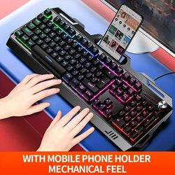 V2 Computer Wired Keyboard E-sports Gaming Typing Office Universal Usb Plug-in Hair Light Keyboard Available For Windows System