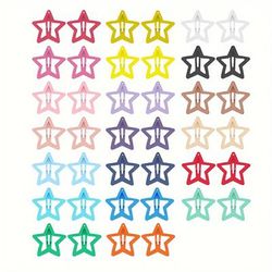 40pcs Star Shaped Snap Hair Clips Y2k Cute Hairpins Bangs Clips Hair Accessories For Women Girls (20 Colors)